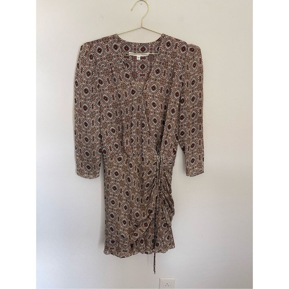 VERONICA BEARD Alamo Long-Sleeve Printed Ruched Silk Dress Size 4